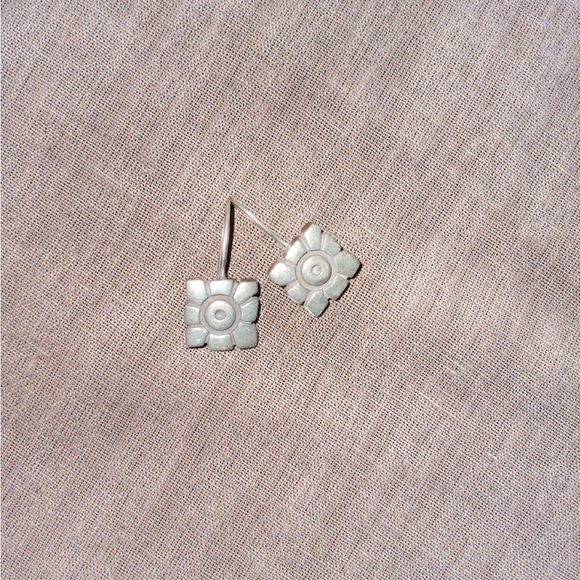Rare! Lisa Jenks Sterling Silver Vintage Modernist Drop Sunflower Earrings. OS - Picture 3 of 5